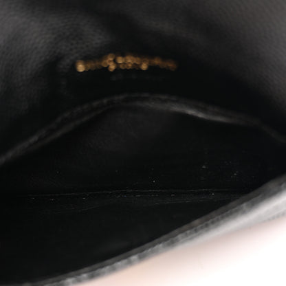 Saint Laurent Grain De Poudre Matelasse Chevron Monogram Compact Wallet Black 6 of 7
