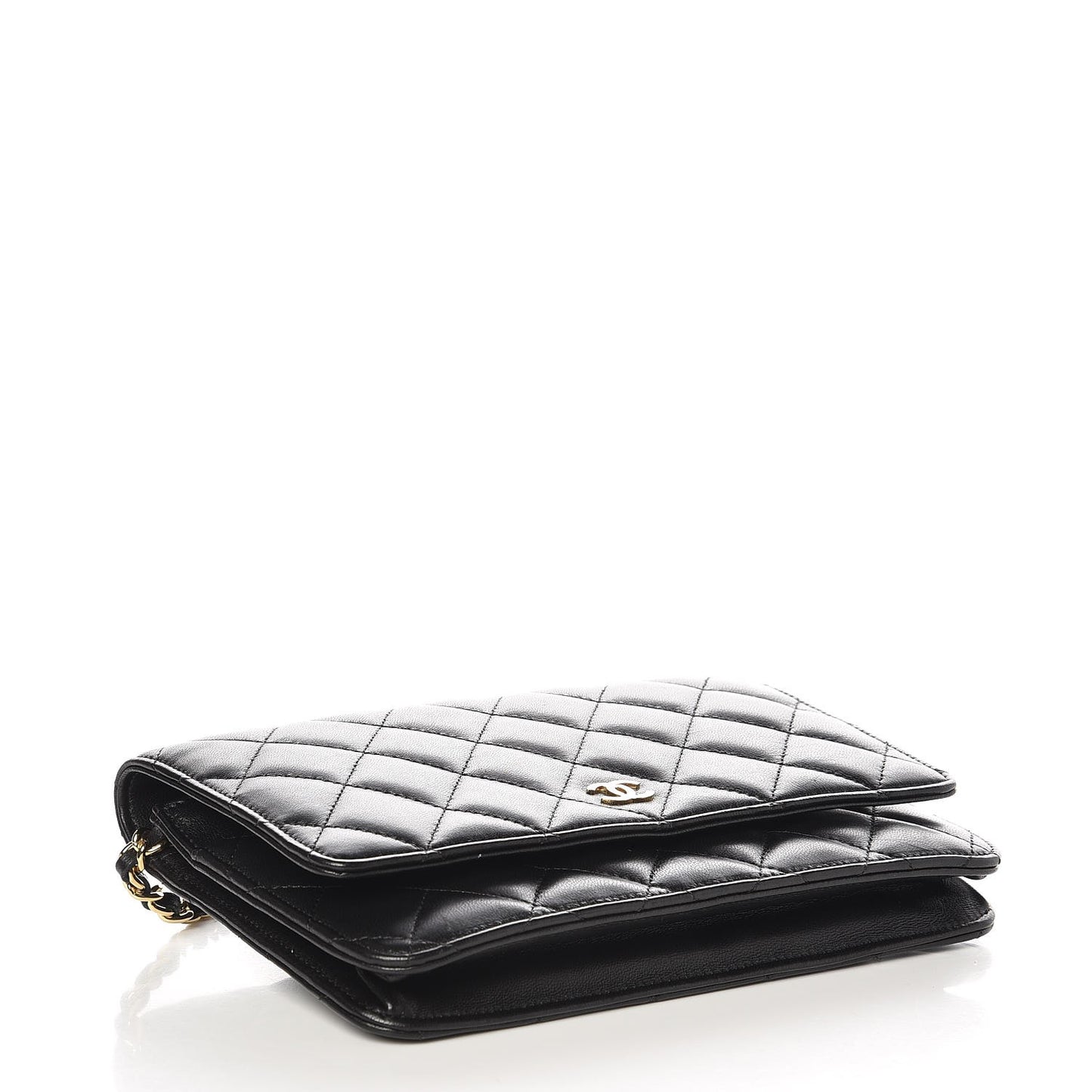 Lambskin Quilted Wallet On Chain WOC Black