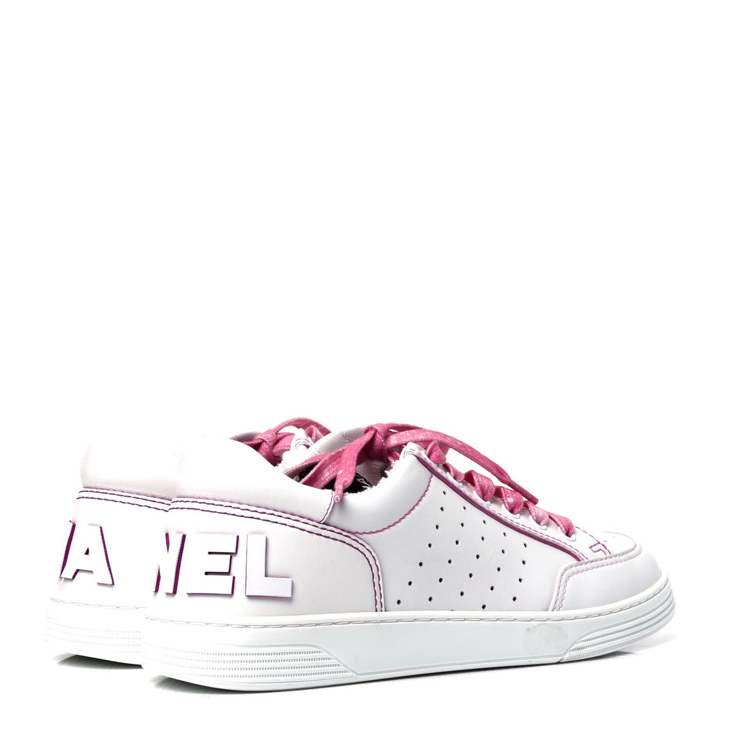 Calfskin Womens Logo Sneakers 39.5 White Pink