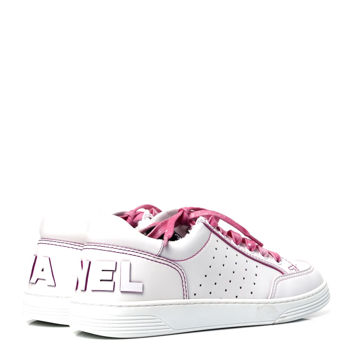 Chanel Calfskin Womens Logo Sneakers 39.5 White Pink 3 of 6