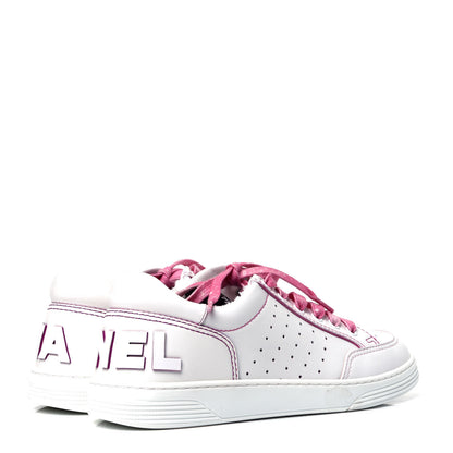 Chanel Calfskin Womens Logo Sneakers 39.5 White Pink 3 of 6