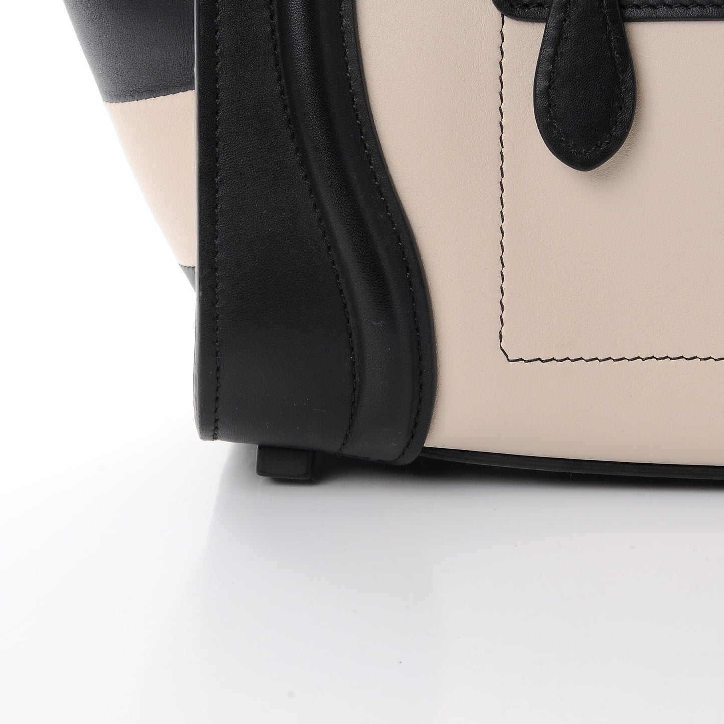 Sleek Calfskin Micro Bi-Color Luggage Black Beige