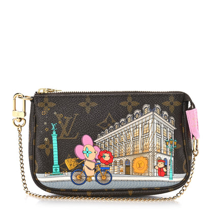 Louis Vuitton Monogram 2022 Christmas Animation Paris Mini Pochette Accessories Pink 1 of 9
