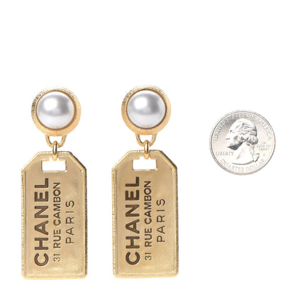 Chanel Pearl CC Tags Drop Earrings Gold 2 of 5