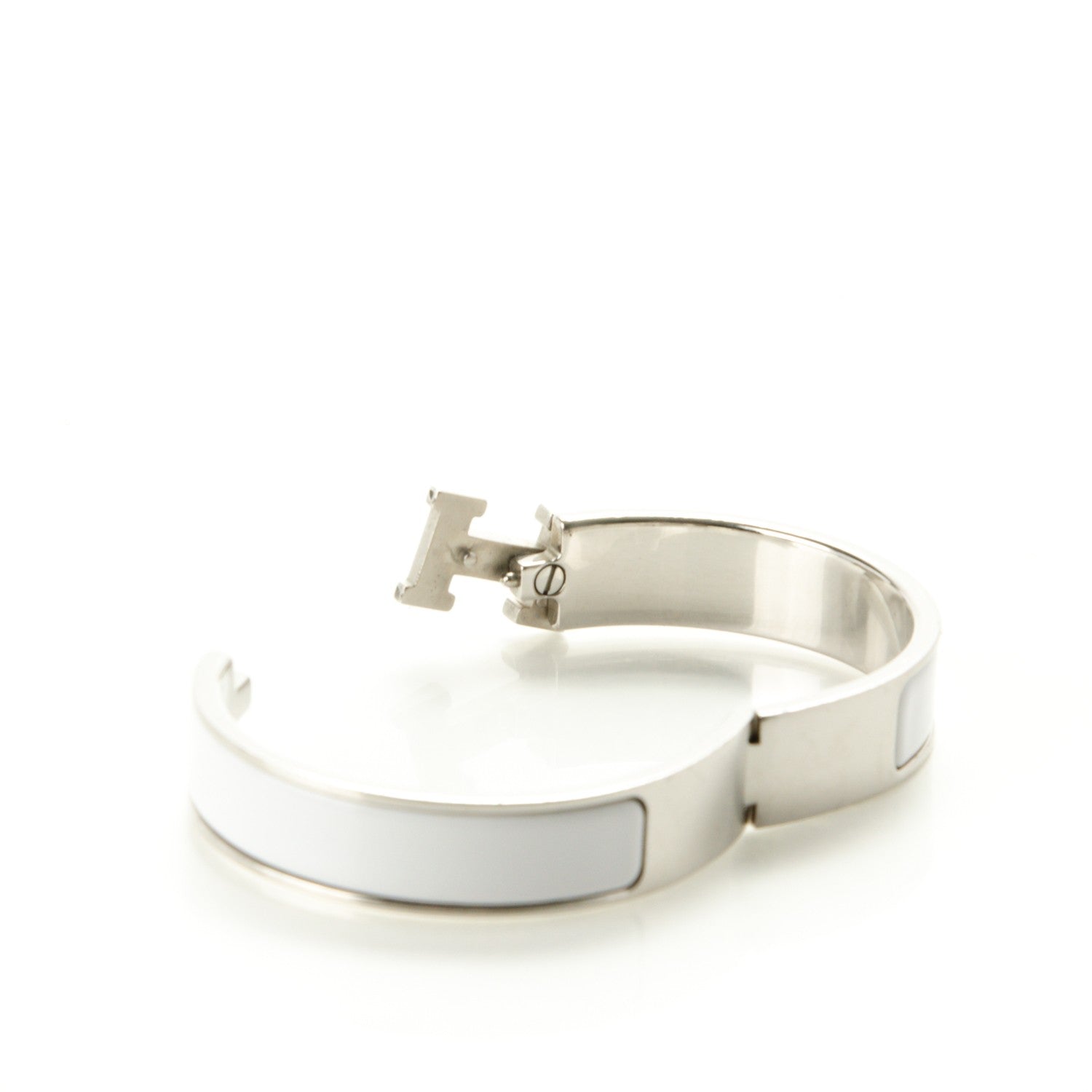 Hermes Enamel Narrow Clic Clac H Bracelet PM White 3 of 4