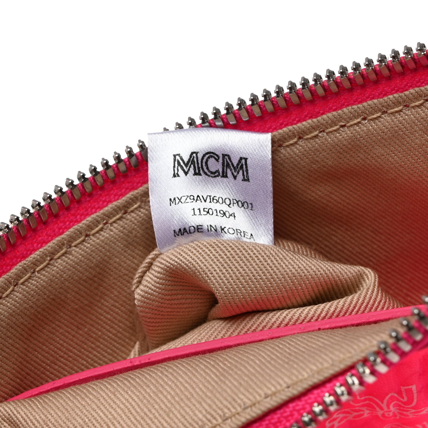 MCM Visetos Wristlet Zip Pouch Neon Pink 7 of 8