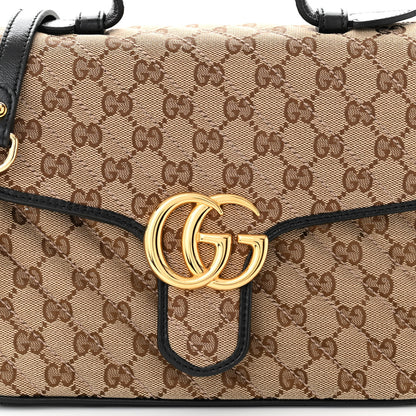 Gucci Monogram Azalea Calfskin Matelasse Diagonal Small GG Marmont Top Handle Shoulder Bag Beige Ebony Black 8 of 10