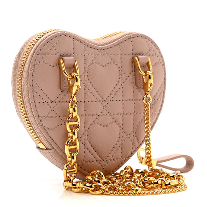 Christian Dior Calfskin Cannage Dioramour Caro Heart Pouch With Chain 3 of 7