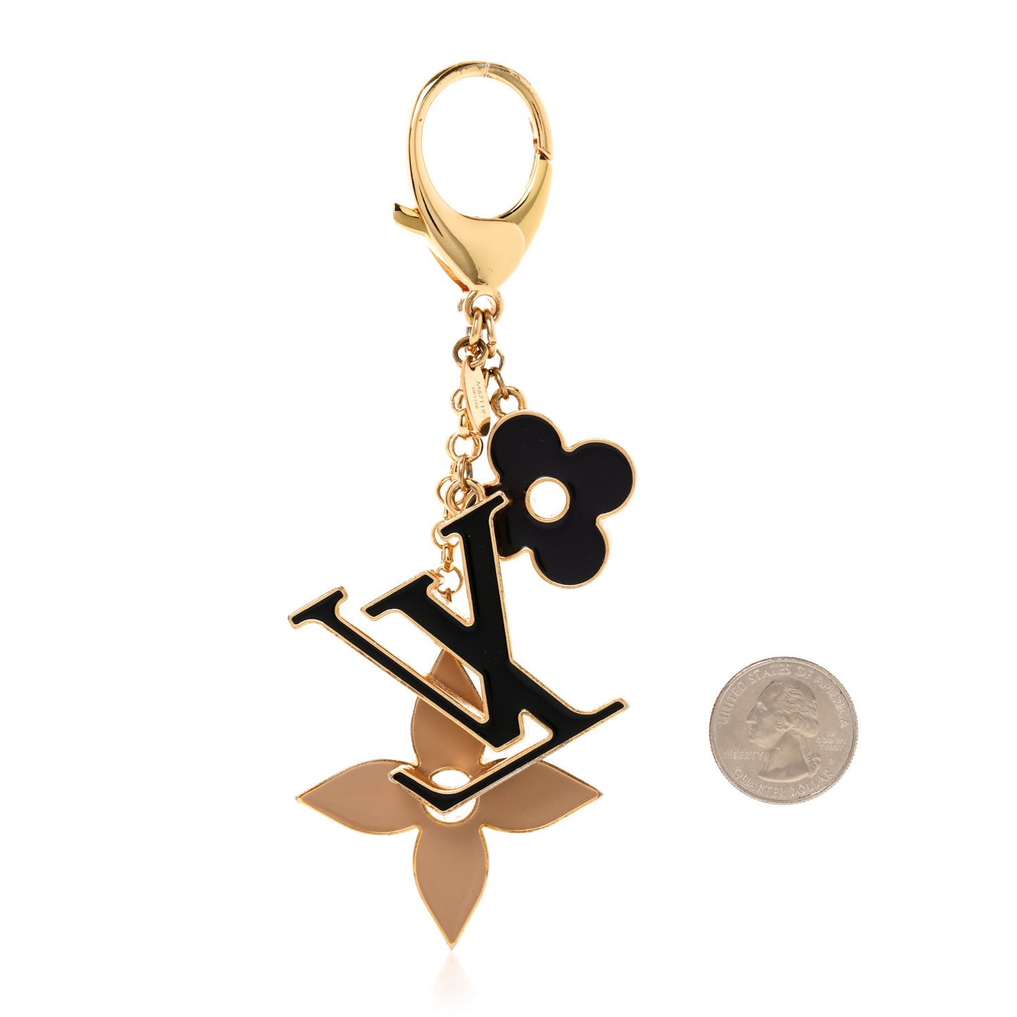 Metal Enamel Fleur De Monogram Bag Charm Dore