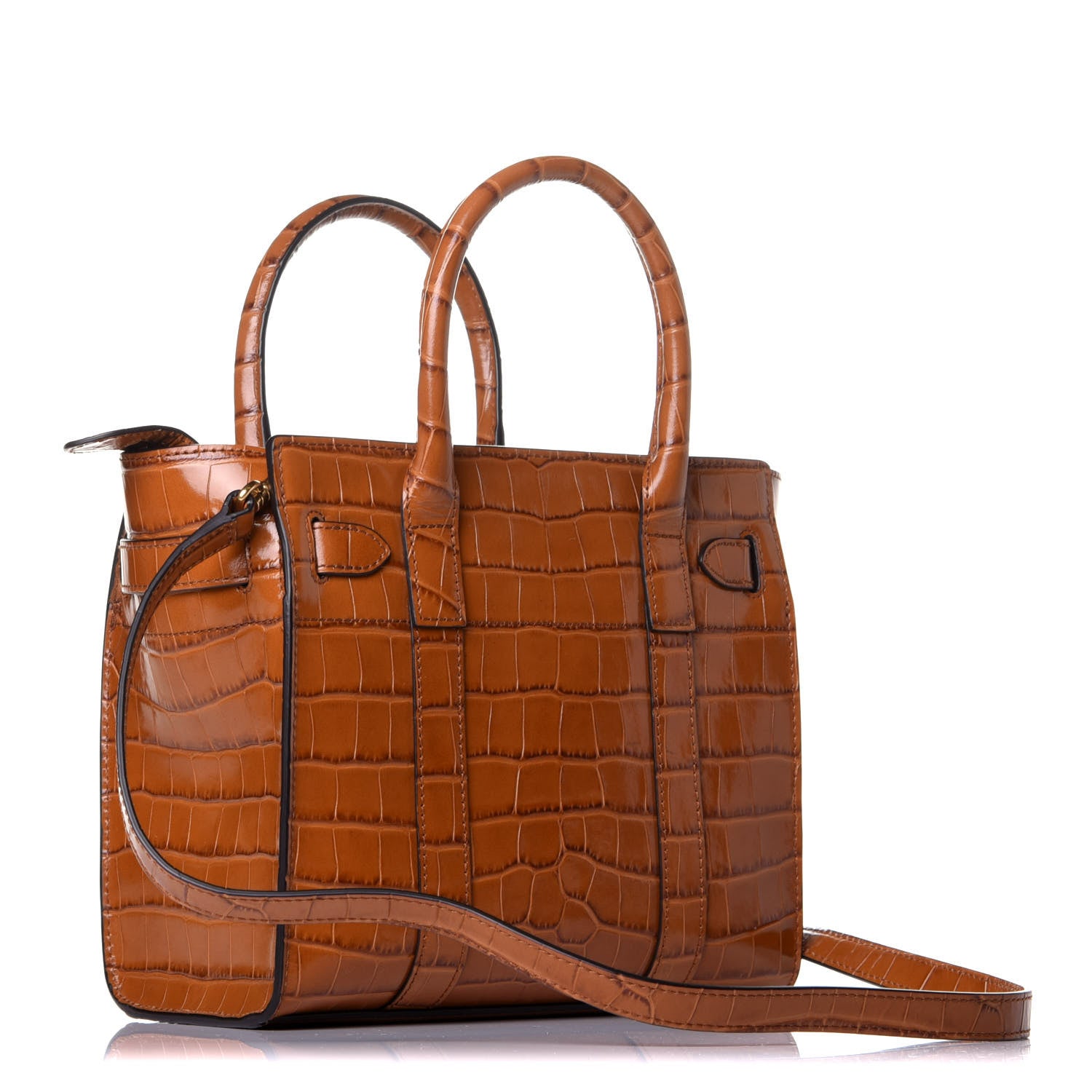 Mulberry Crocodile Embossed Calfskin Small Zipped Bayswater Mustard Yellow 4 of 9