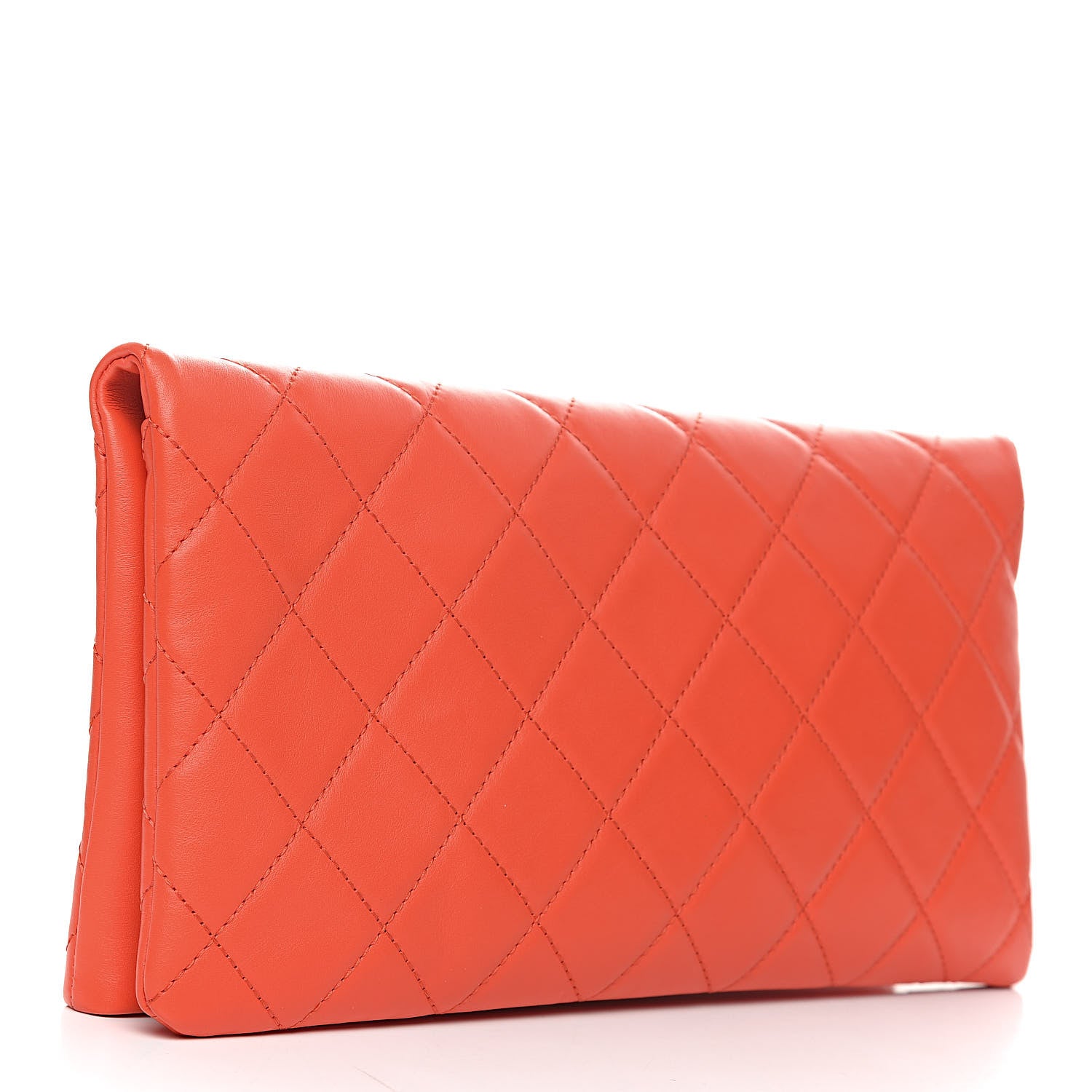Chanel Lambskin Quilted Greek Clutch Red 3 of 9