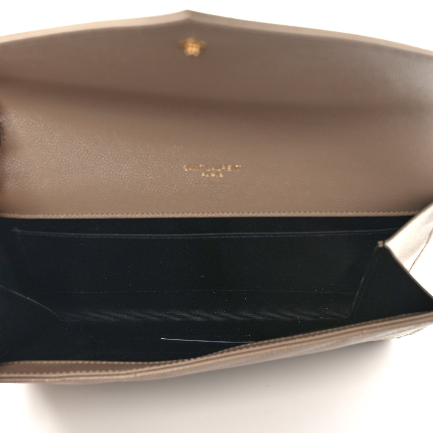 Grain De Poudre Matelasse Chevron Monogram Envelope Clutch Dark Beige