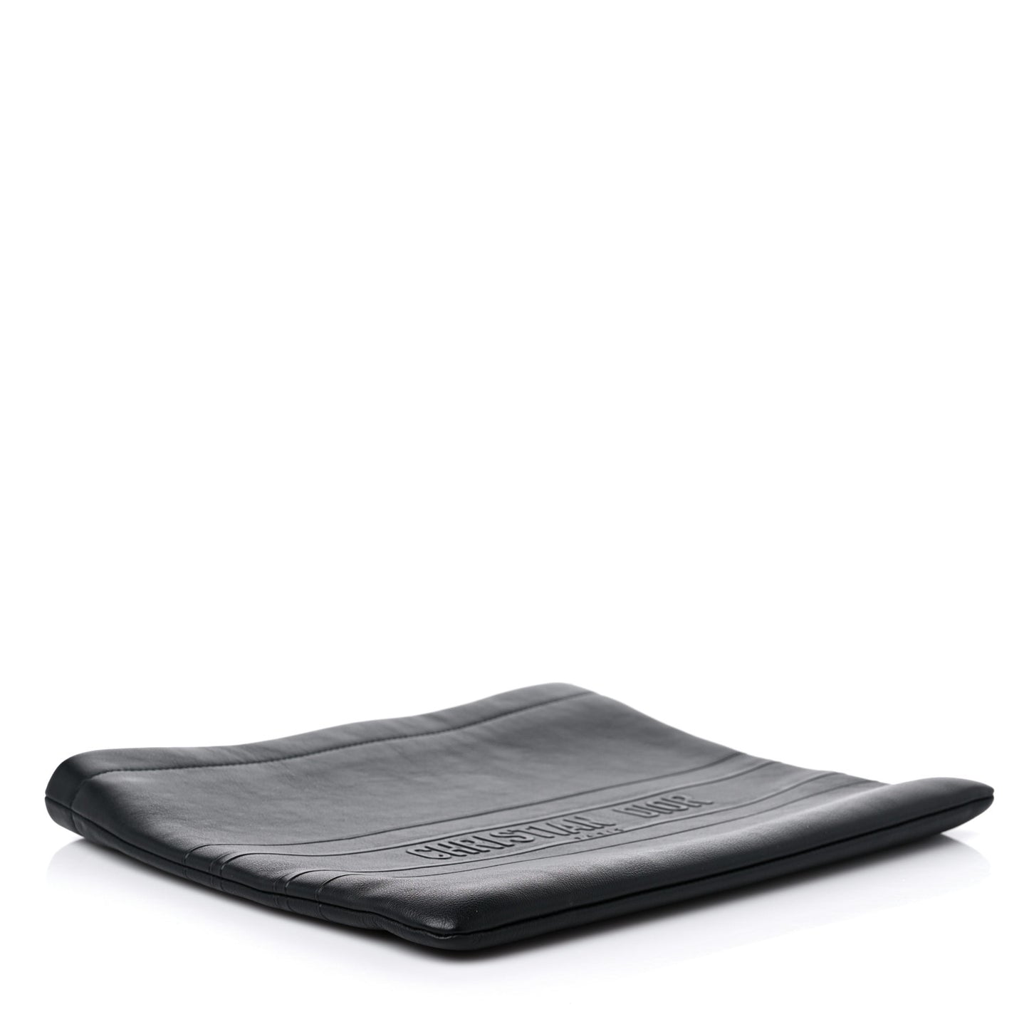Calfskin Embossed Logo Zip Clutch Black