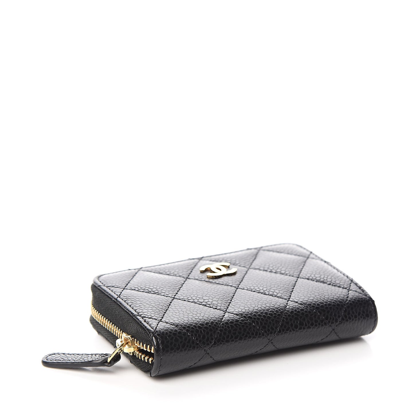 Caviar Quilted Zip Coin Purse Black