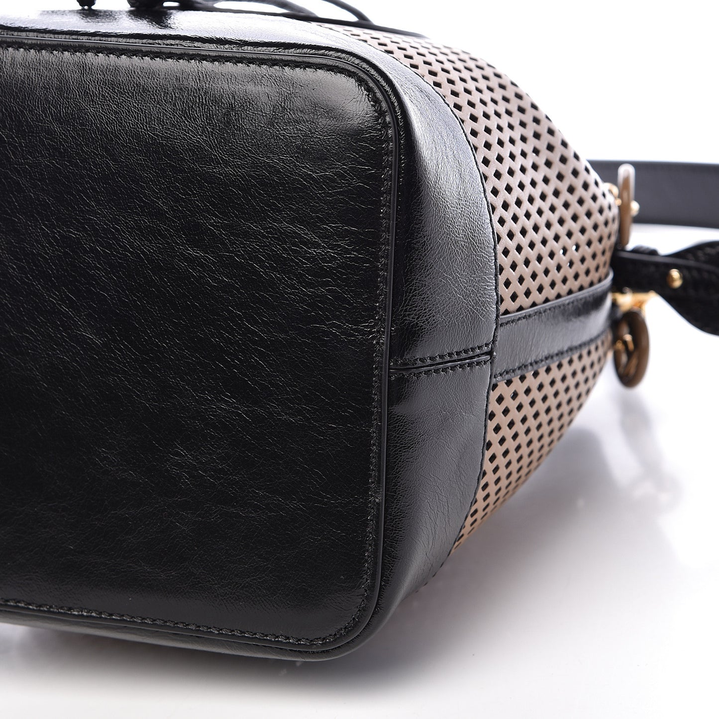 Vitello Liberty Glossy Lambskin F is Fendi Perforated Large Mon Tresor Bucket Bag Sand Mimosa Black