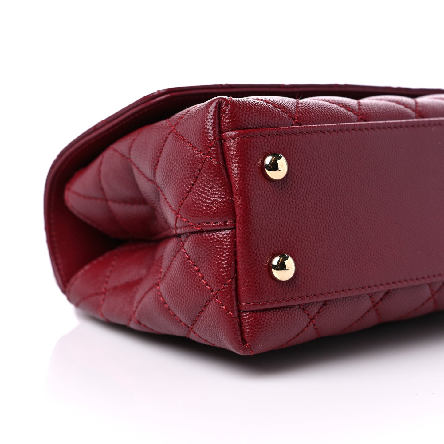 Caviar Lizard Embossed Quilted Mini Coco Handle Flap Burgundy