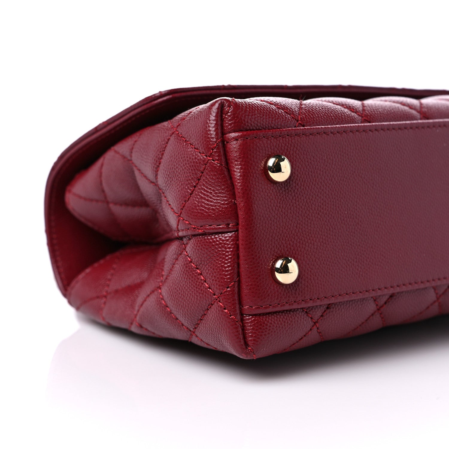 Chanel Caviar Lizard Embossed Quilted Mini Coco Handle Flap Burgundy 8 of 10