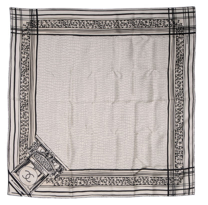Chanel Silk Scarf CC Logo Cream Black 2 of 5