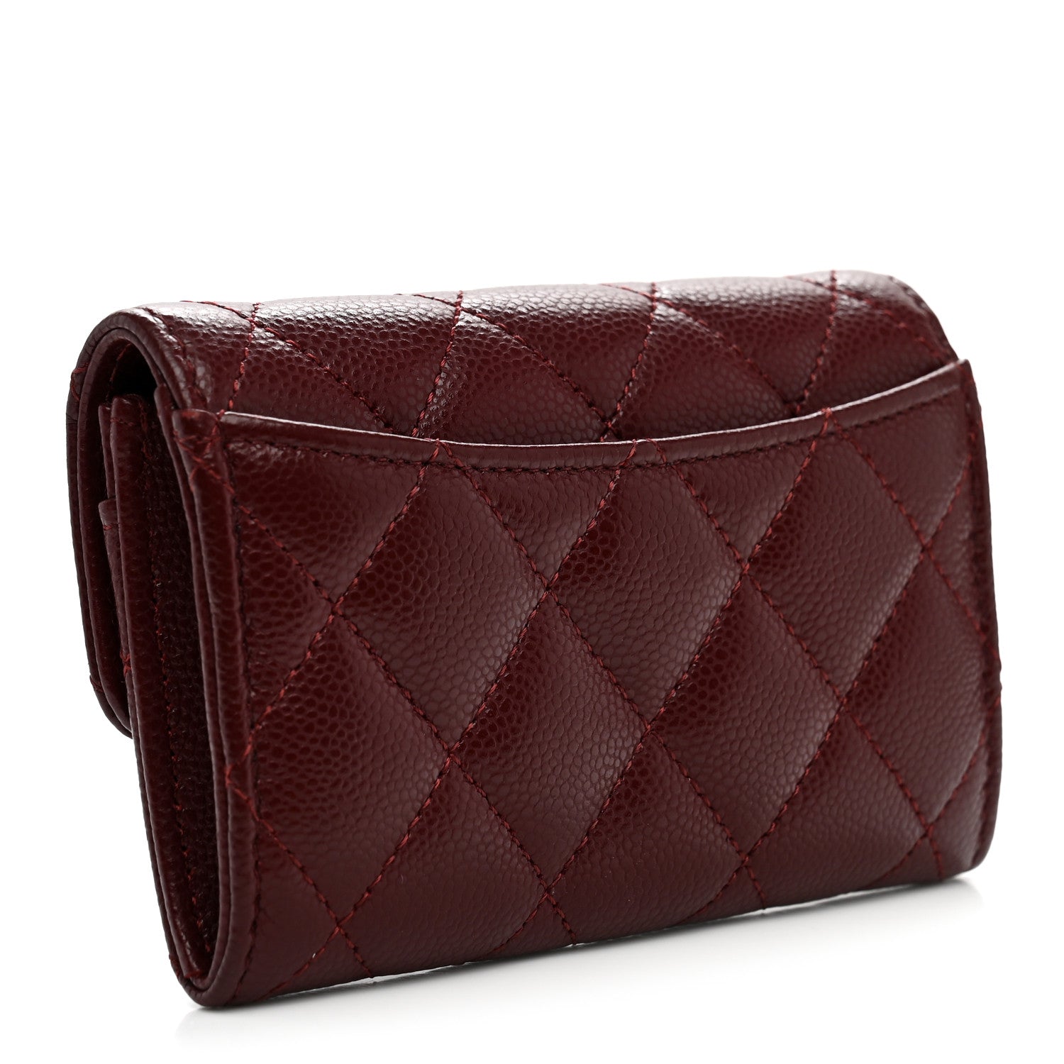 Chanel Caviar Quilted Flap Card Holder Wallet Burgundy 3 of 9