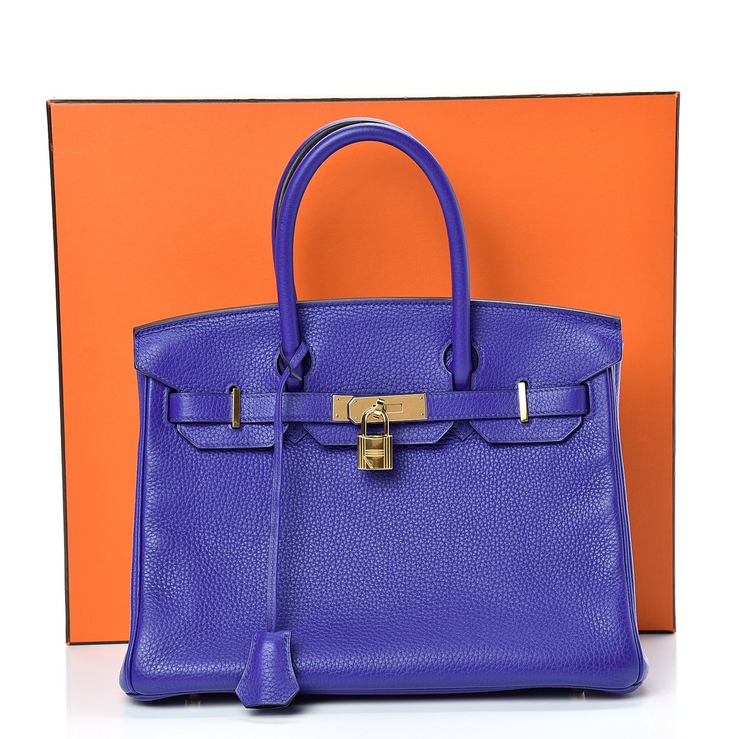 Taurillon Clemence Birkin 30 Bleu Electrique