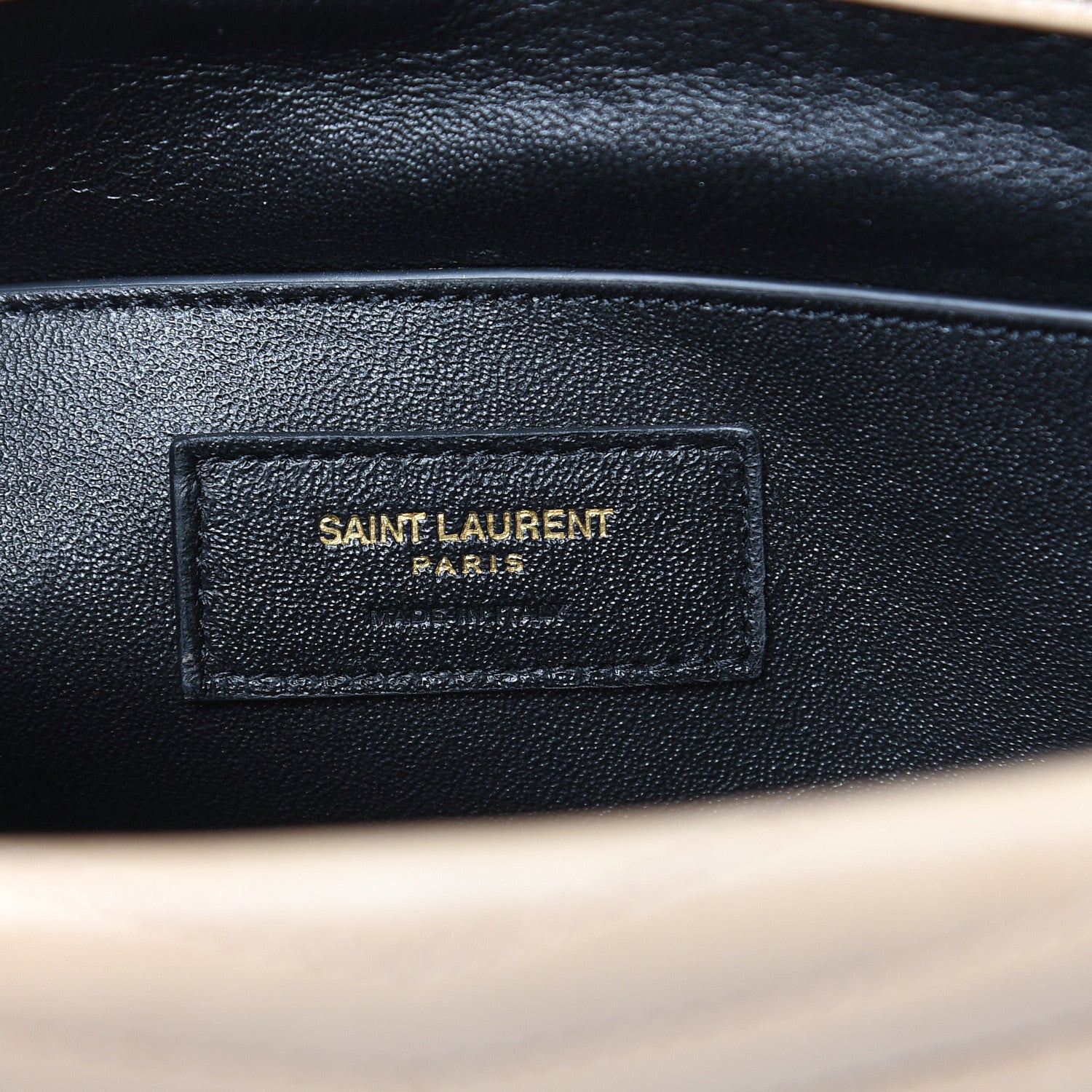 Saint Laurent Lambskin Matelasse Chevron Monogram Medium Sulpice Bag Beige 6 of 15
