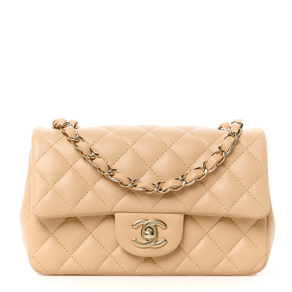 Chanel Lambskin Quilted Mini Rectangular Flap Beige 1 of 12