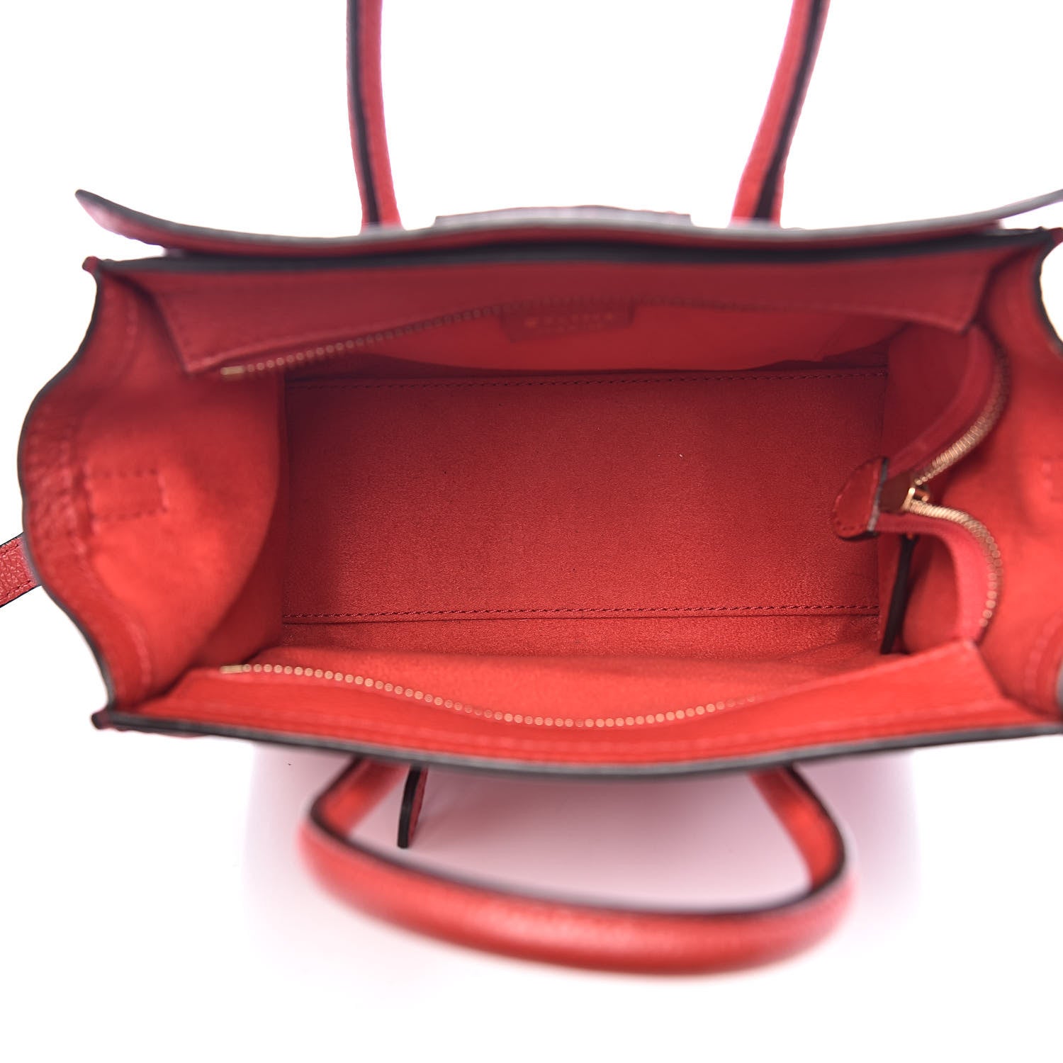 Celine Drummed Calfskin Nano Luggage Coquelicot 5 of 9