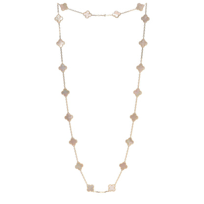 Van Cleef & Arpels 18K Yellow Gold Mother of Pearl 20 Motifs Vintage Alhambra Necklace 3 of 8