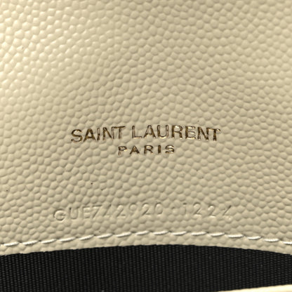 Saint Laurent Grain De Poudre Matelasse Chevron Monogram Envelope Chain Wallet Crema Soft 6 of 10
