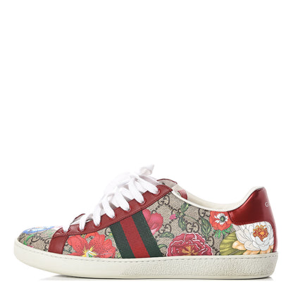 Gucci GG Supreme Monogram Flora Web Womens Ace Sneakers 42 Beige Multicolor Rosso 1 of 13