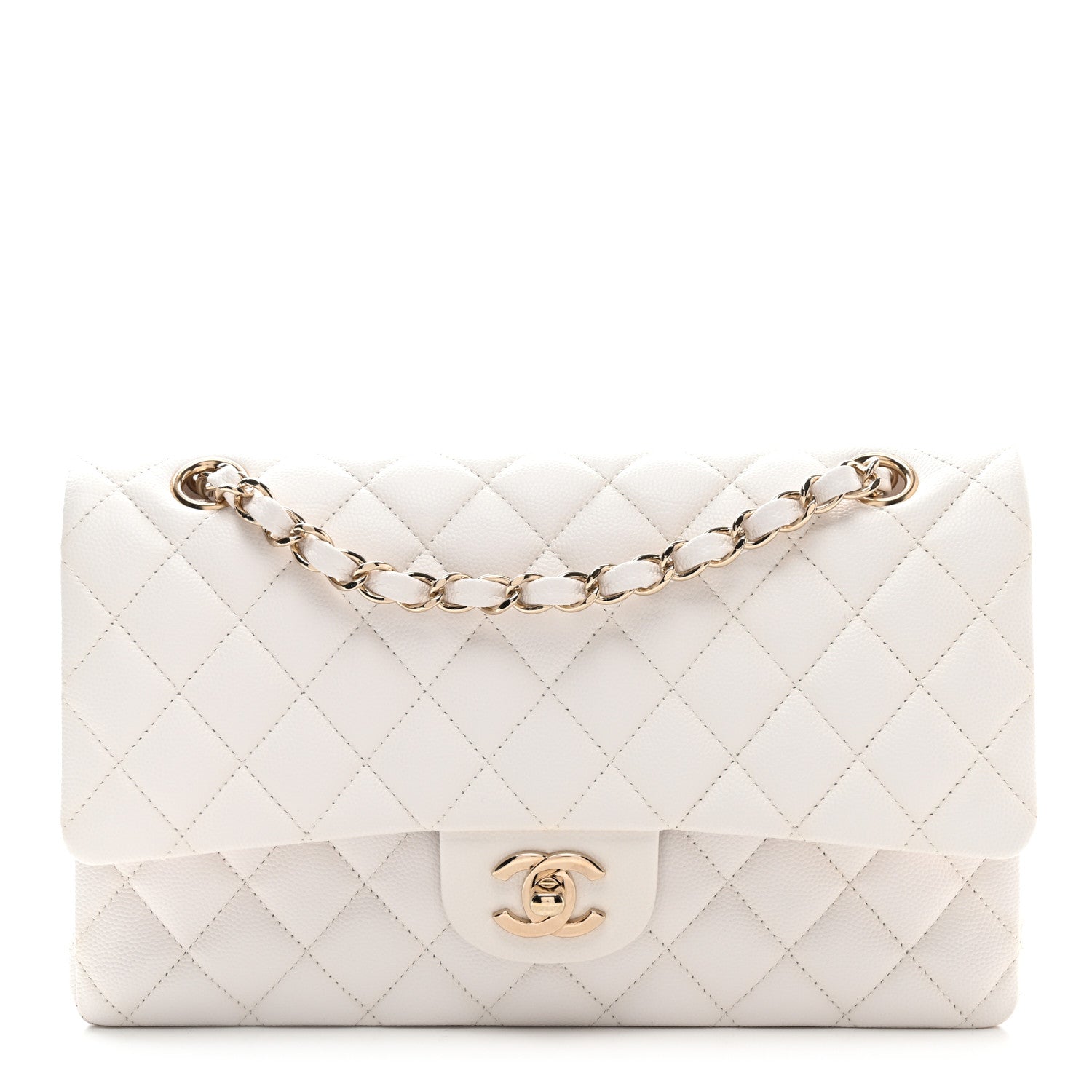 Chanel Caviar Quilted Medium Double Flap White 1 of 10