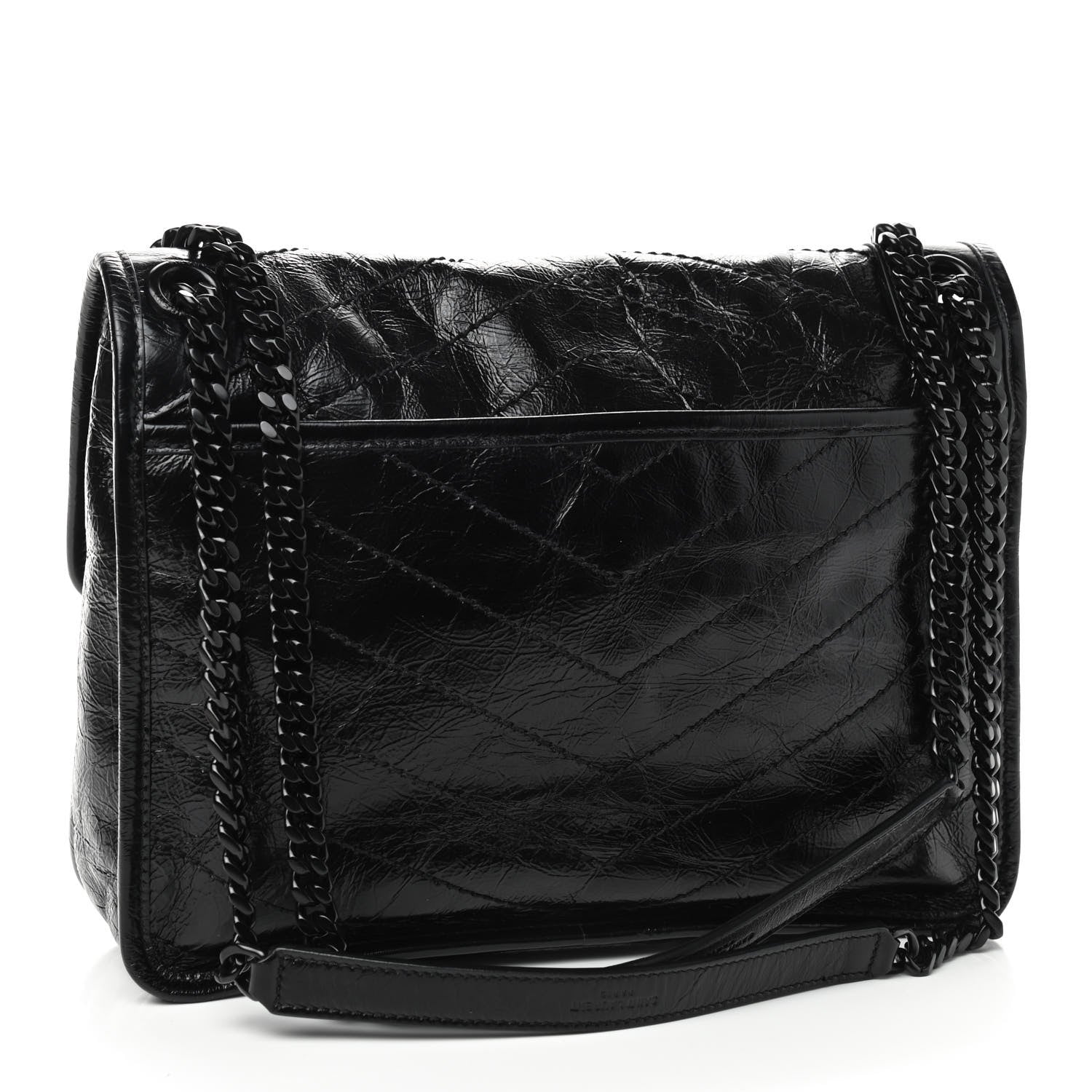 Saint Laurent Crinkled Calfskin Matelasse Monogram Medium Niki Chain Satchel Black 3 of 9