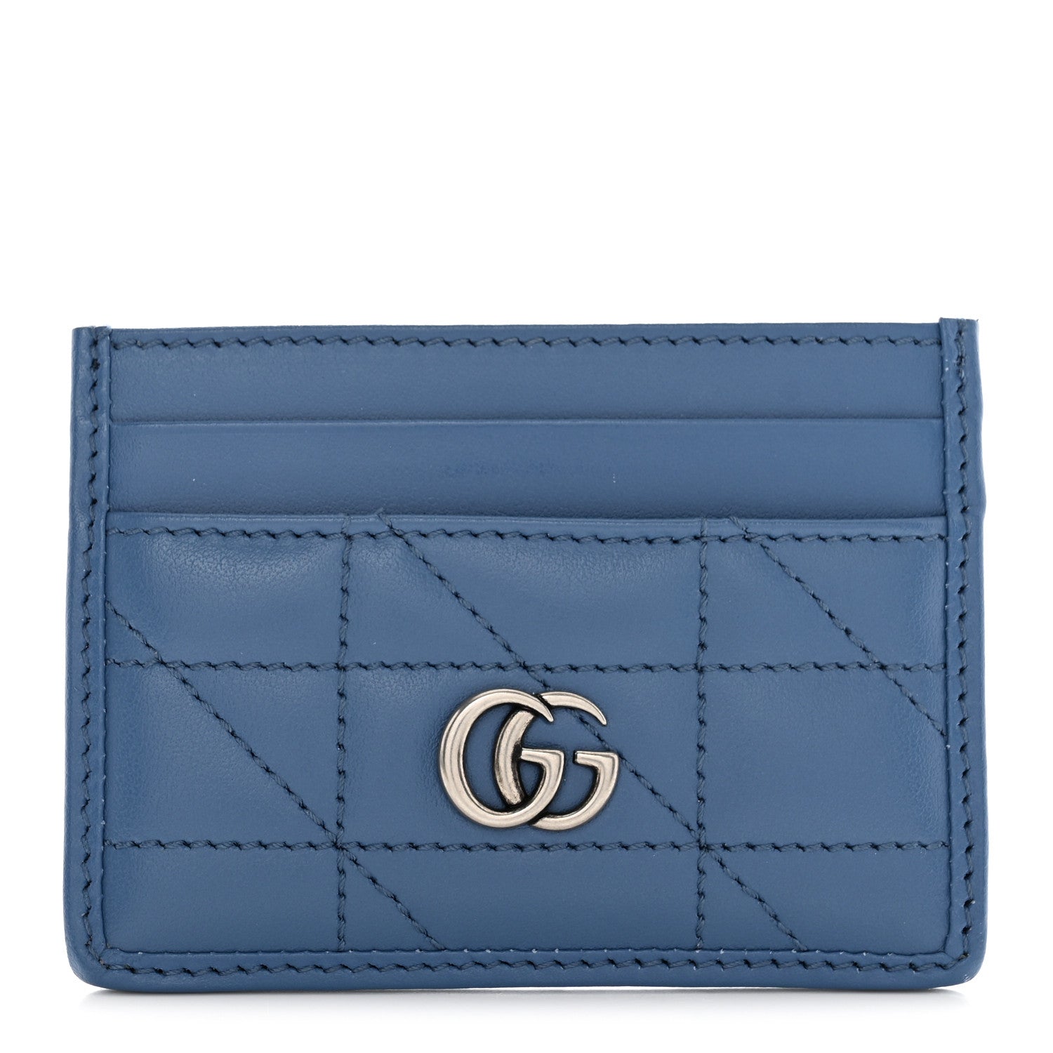Gucci Calfskin Matelasse Aria GG Marmont Card Holder Clear Blue 1 of 9