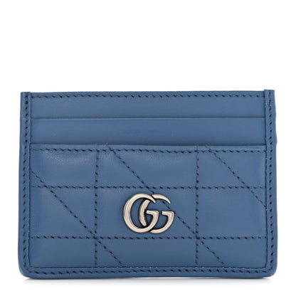 Gucci Calfskin Matelasse Aria GG Marmont Card Holder Clear Blue 1 of 9