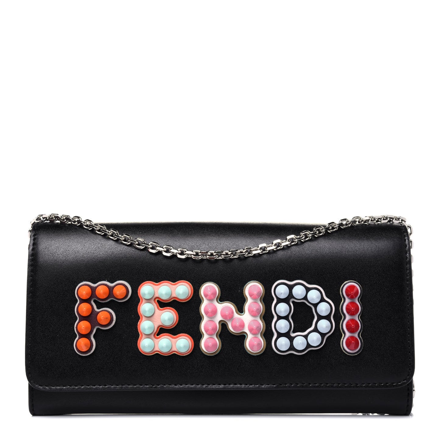 Vitello Liberty Fun Fair Studded Continental Wallet On Chain Black Multicolor