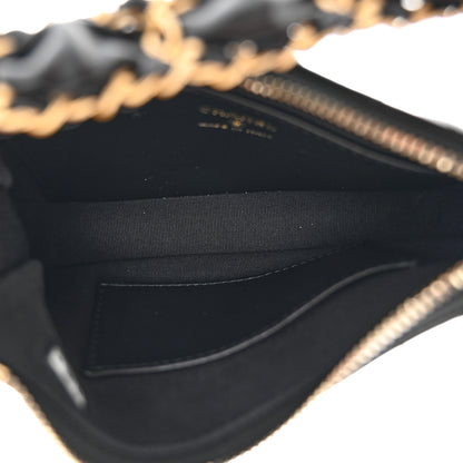 Chanel Crumpled Calfskin Quilted Braided CC Small Hobo Black 5 of 11