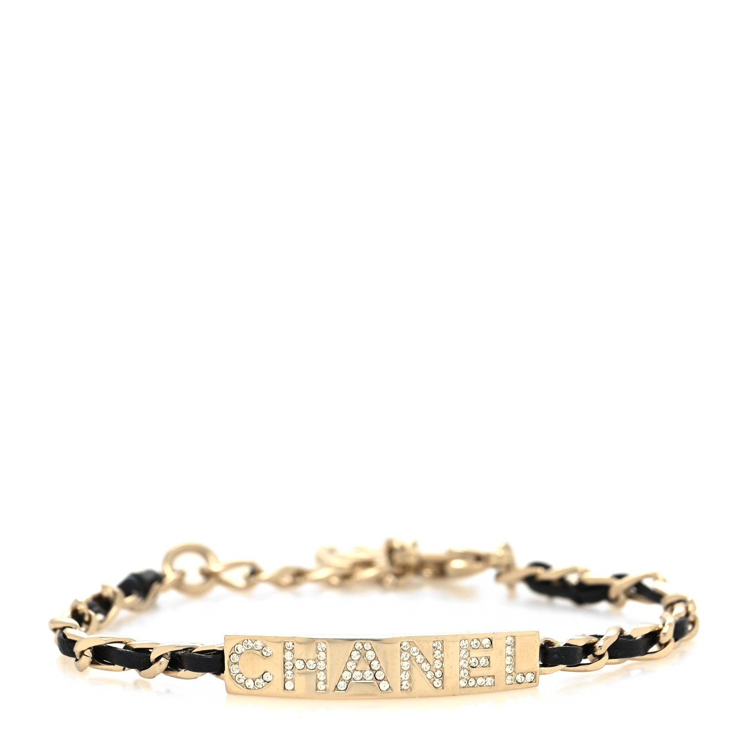 Chanel Metal Lambskin Crystal Sergeant Chanel Bracelet Gold 1 of 4