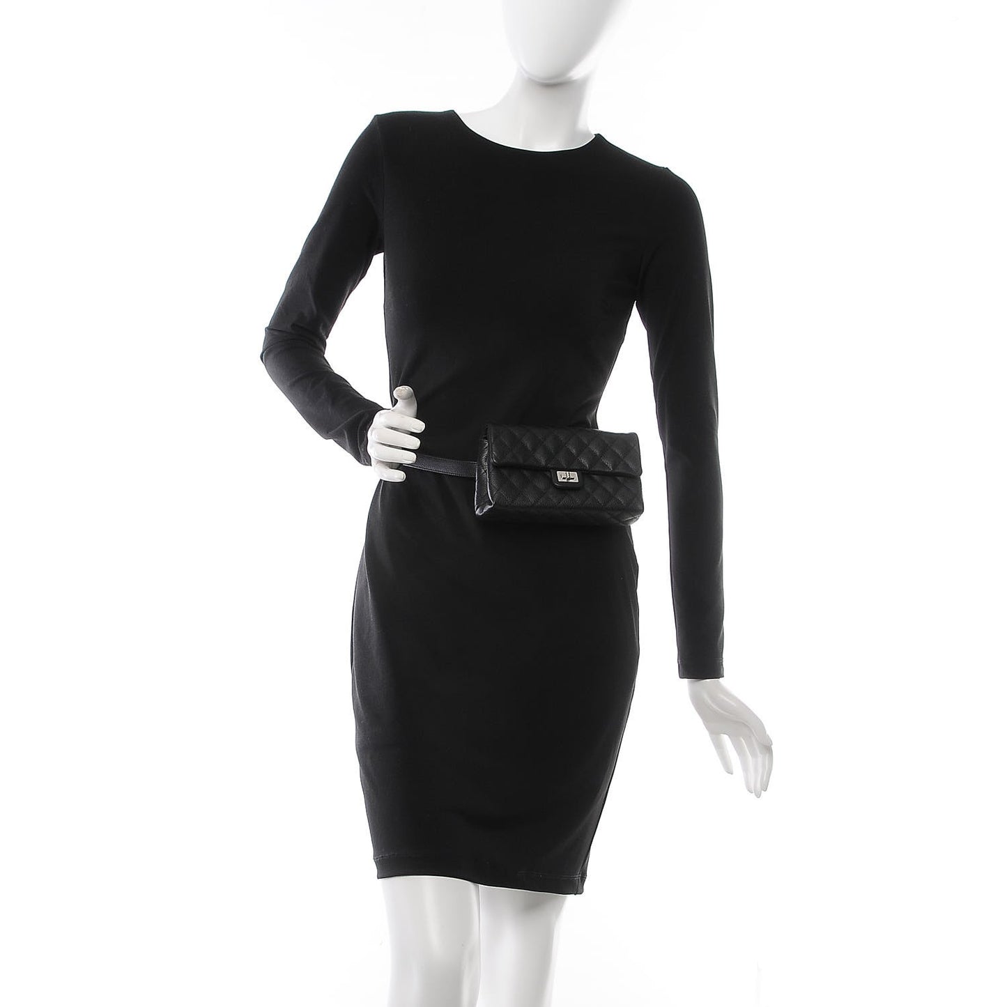 Grained Calfskin Quilted 2.55 Reissue Flap Belt Bag Clutch Black