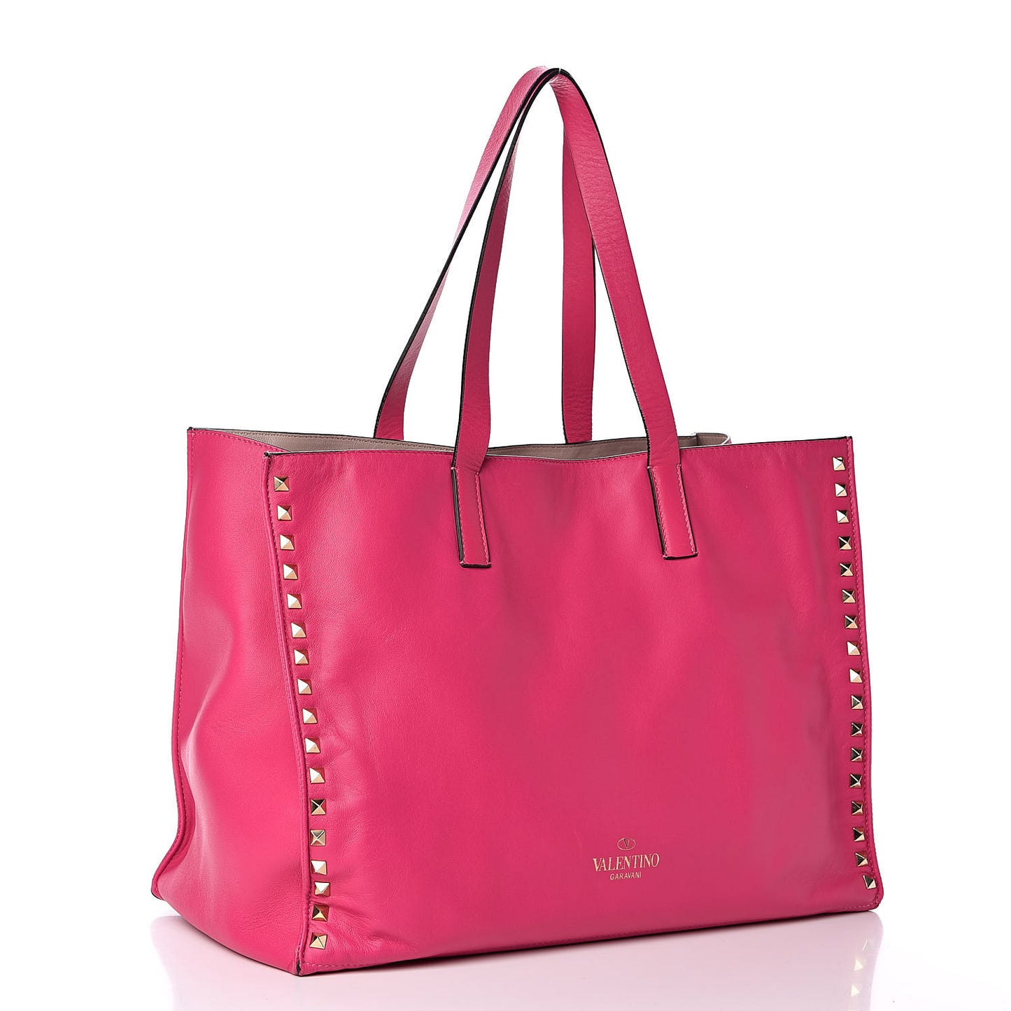 Nappa Medium Rockstud Soft Tote Pop Fuxia