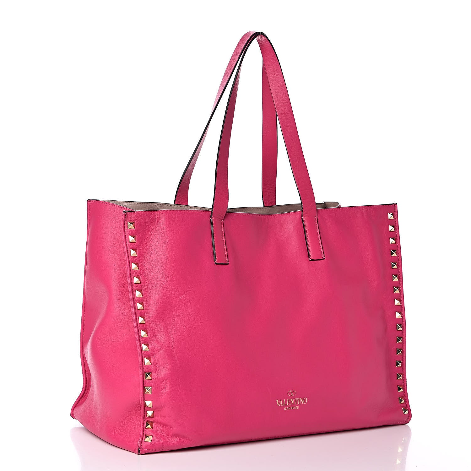 Valentino Garavani Nappa Medium Rockstud Soft Tote Pop Fuxia 3 of 13