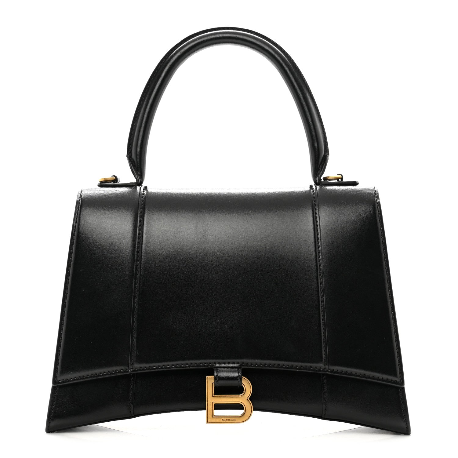 Balenciaga Shiny Box Calfskin Medium Hourglass Top Handle Bag Black 1 of 10