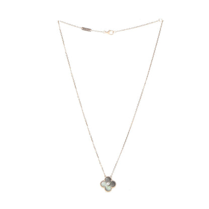 Van Cleef & Arpels 18K Rose Gold Diamond Grey Mother of Pearl Vintage Alhambra Pendant Necklace 4 of 9