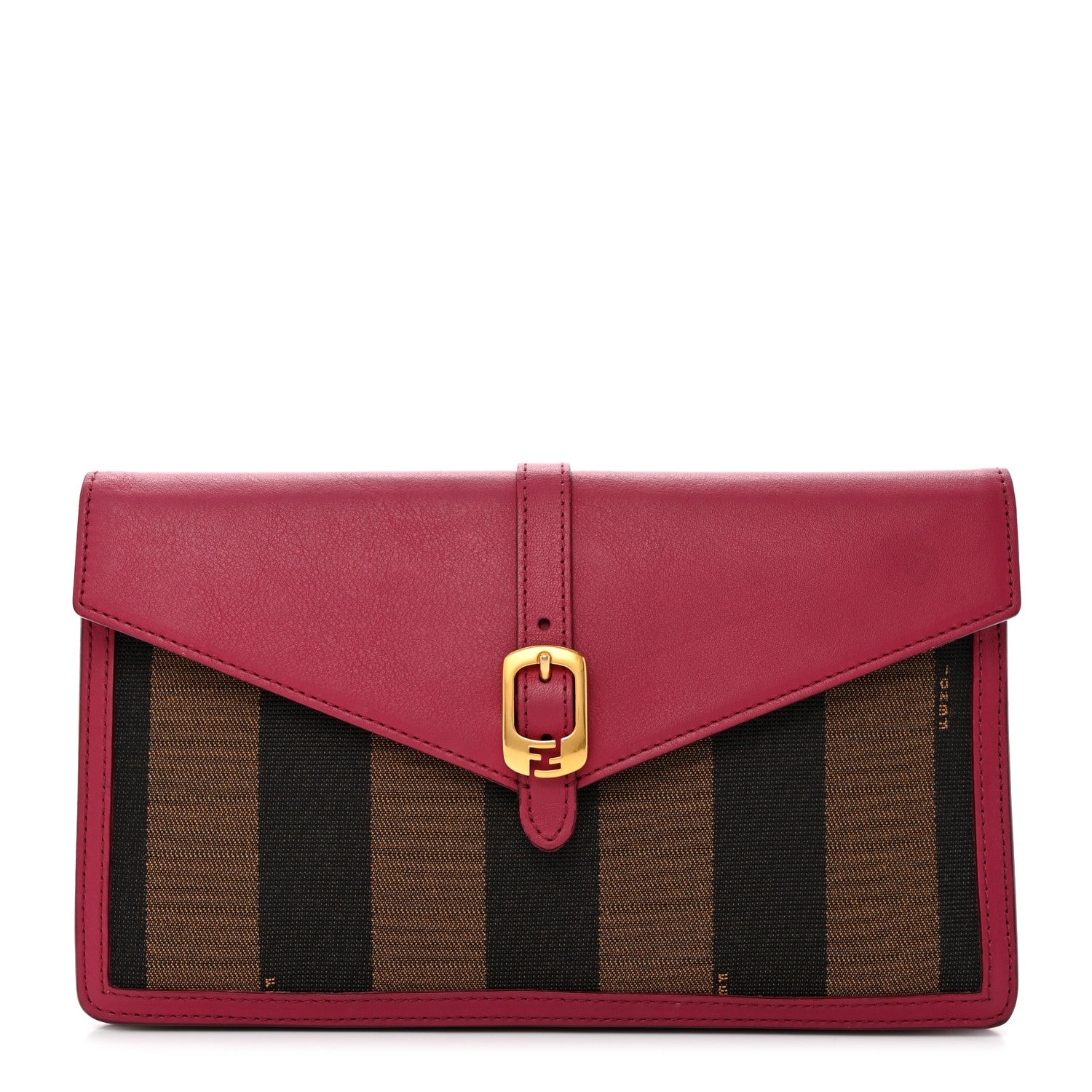 Fendi Pequin Vitello Large Chameleon Envelope Clutch Tobacco Amarena 1 of 11