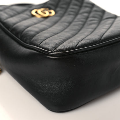 Gucci Azalea Calfskin Matelasse Diagonal Tall GG Marmont Crossbody Bag Black 9 of 10