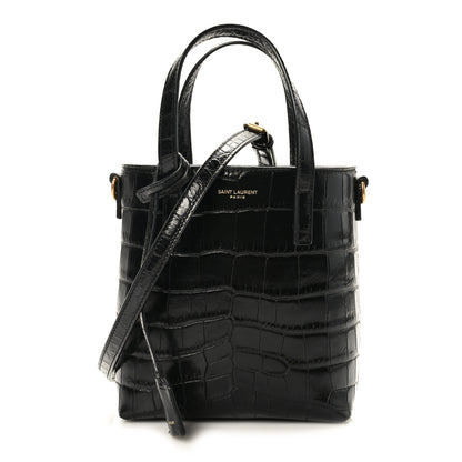Saint Laurent Calfskin Crocodile Embossed Paris Mini Toy Shopper Tote Black 1 of 10