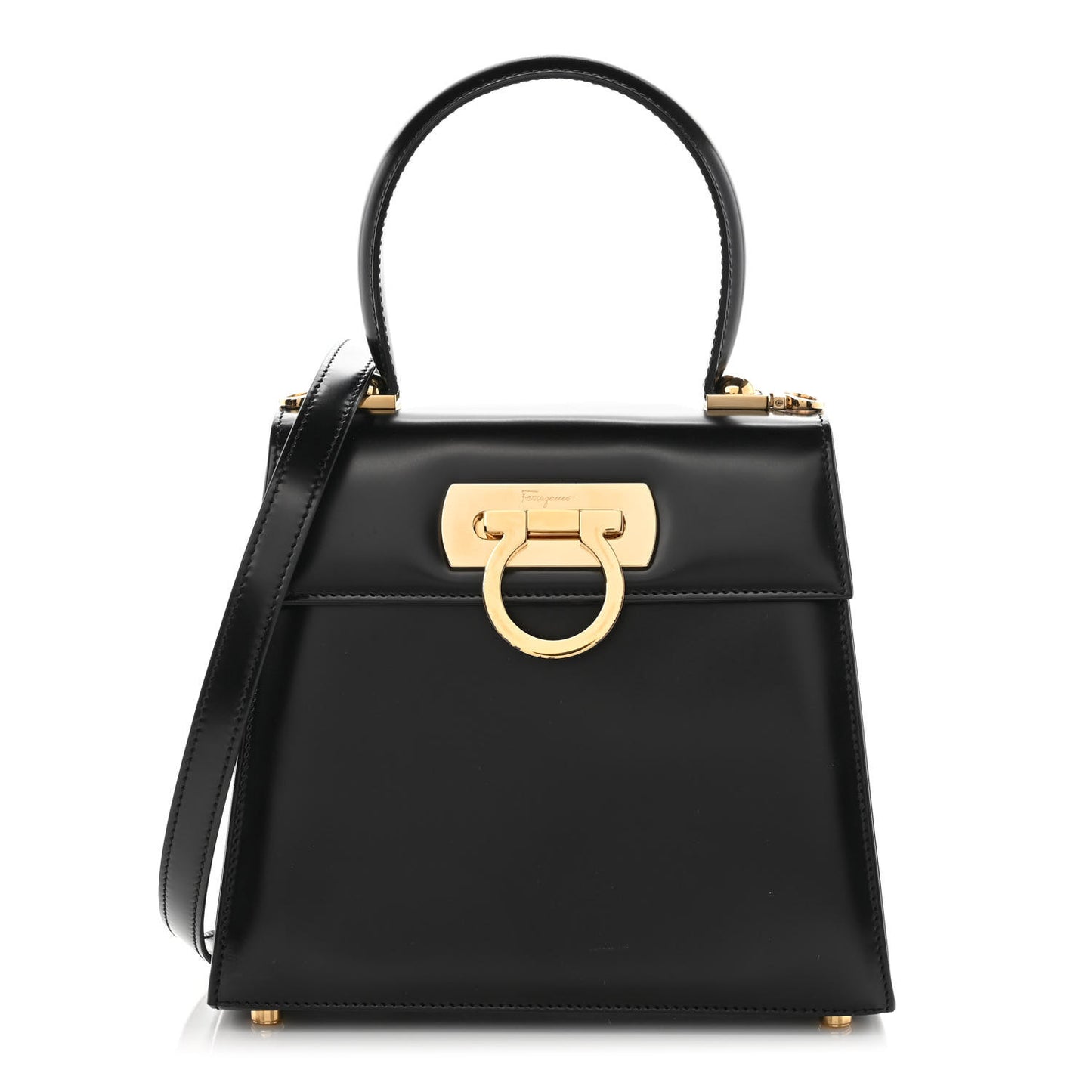 Brushed Off Calfskin Iconic Top Handle Bag Black