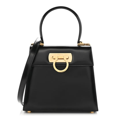Salvatore Ferragamo Brushed Off Calfskin Iconic Top Handle Bag Black 1 of 11