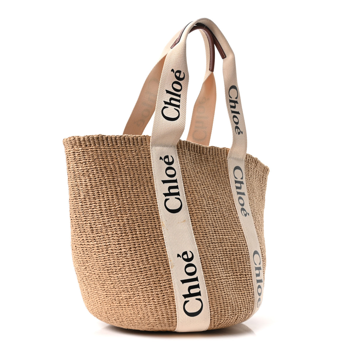 Chloe Raffia Large Woody Basket Bag White 3 of 9