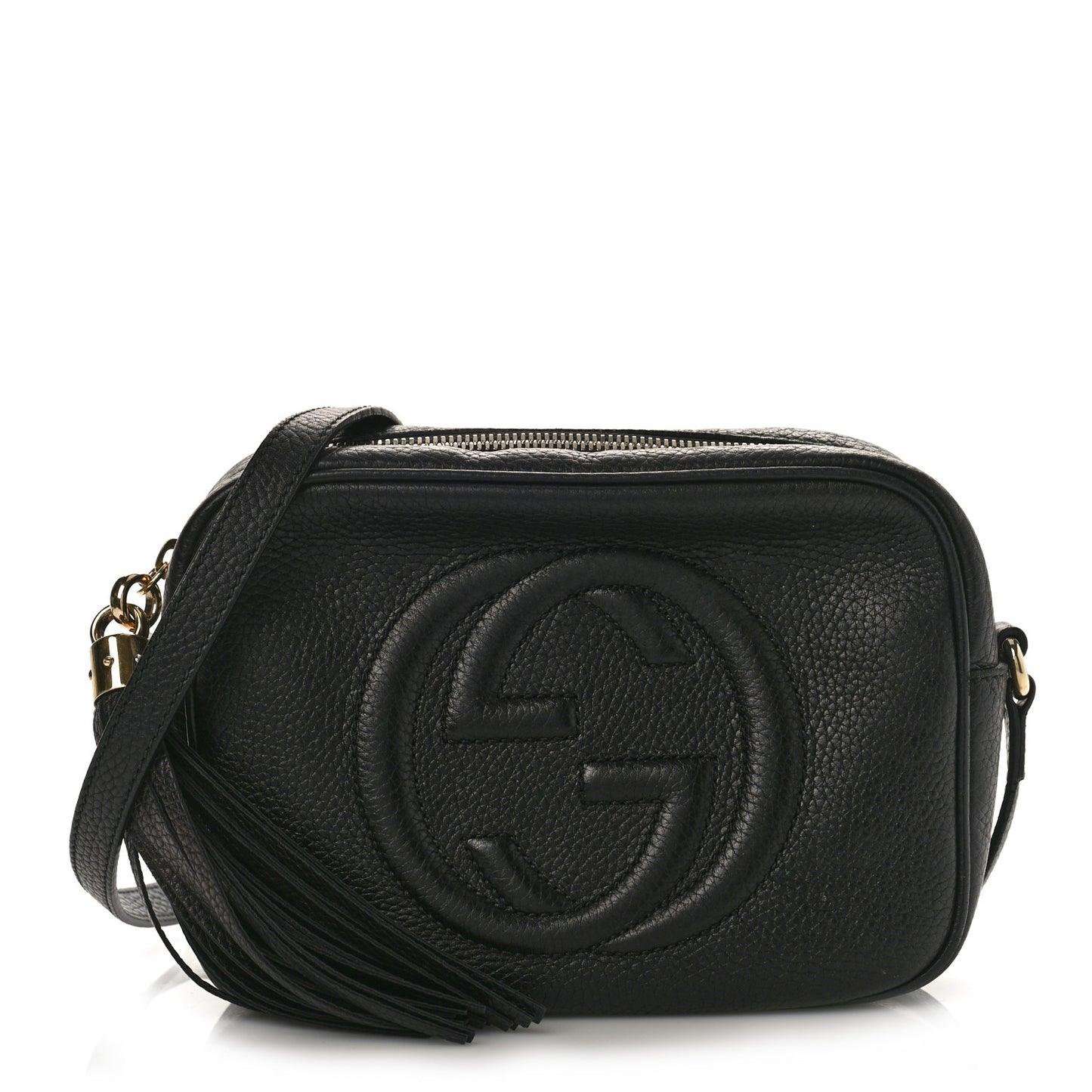 Pebbled Calfskin Small Soho Disco Bag Black