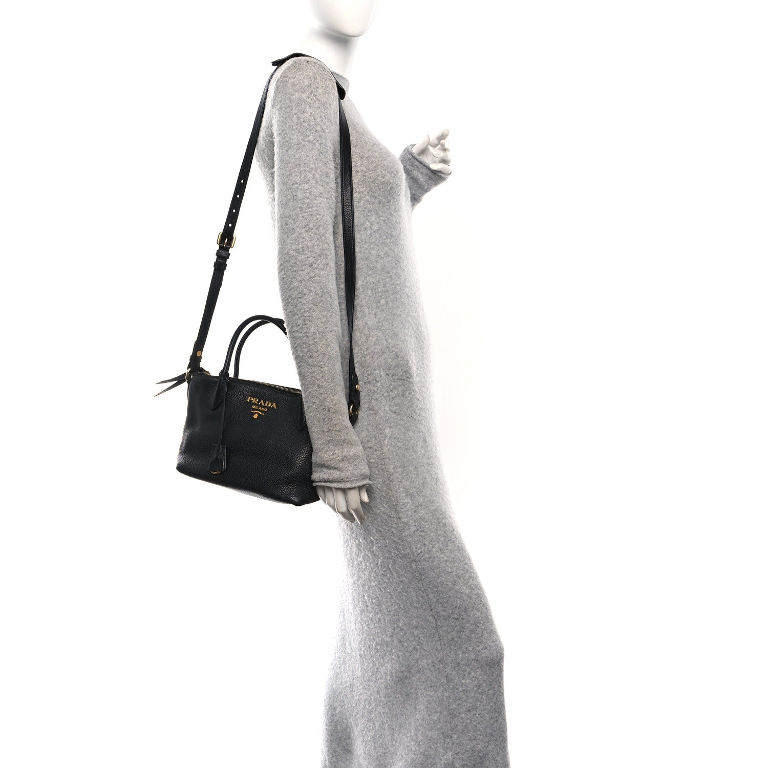 Prada Vitello Daino Small Tote Black 2 of 9